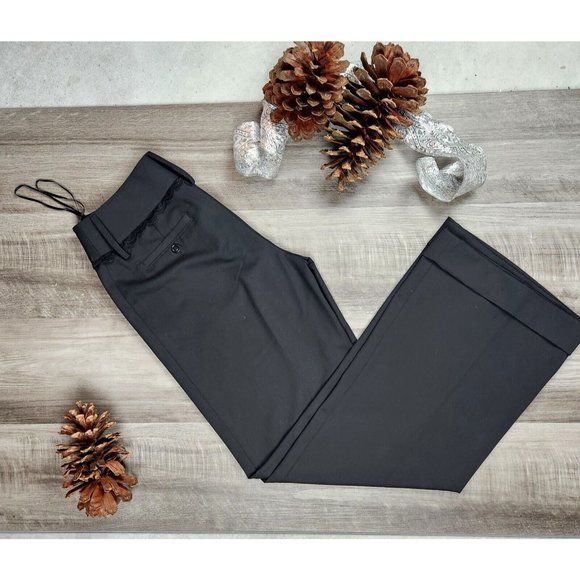 9 West Cyndi Wide Leg Black Tux Slacks Size: 2 - Picture 1 of 12